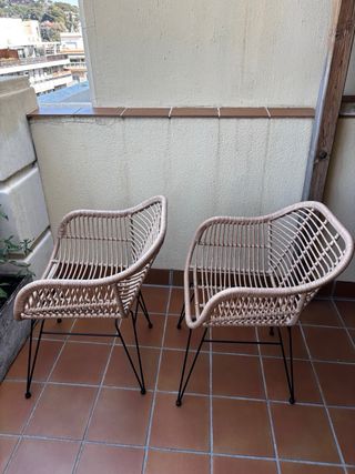 Pack 2 Sillas Jardín Zole Sklum Ratán Negro