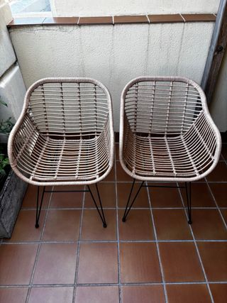 Pack 2 Sillas Jardín Zole Sklum Ratán Negro