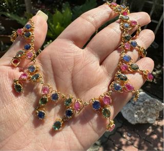 Collar Oro 18k Piedras Naturales Multicolor