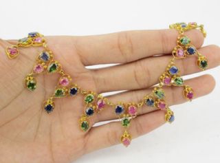 Collar Oro 18k Piedras Naturales Multicolor