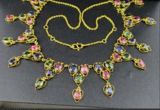 Collar Oro 18k Piedras Naturales Multicolor