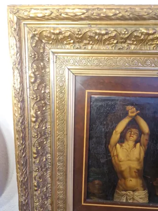 Cuadro San Sebastián antiguo con marco espectacula