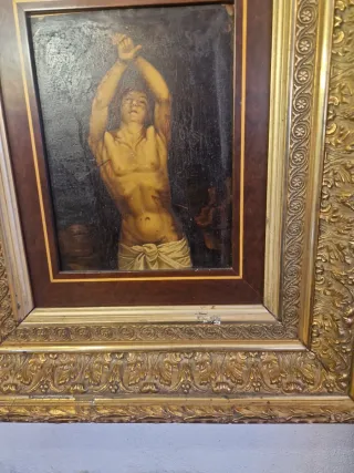 Cuadro San Sebastián antiguo con marco espectacula