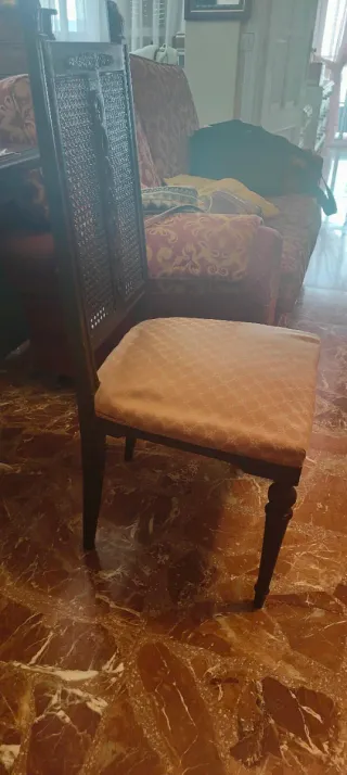 Lote 6 Sillas Comedor Vintage Madera Rejilla