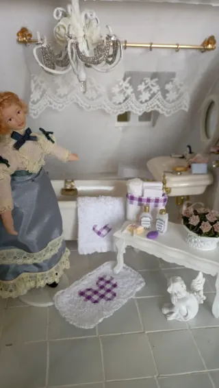 Set Bagno Dollhouse 1:12 Lavanda (7 pezzi)