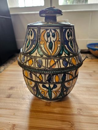 Jarrón Cerámica y Metal Fez