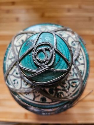 Jarrón Cerámica y Metal Fez