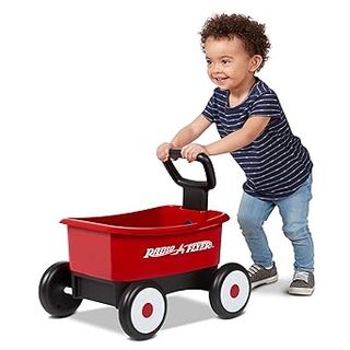 Radio Flyer vagón para Caminar para Empujar y Estirar, vagón de Juguete para Caminar Rojo 2 en 1 para niños pequeños. para niños