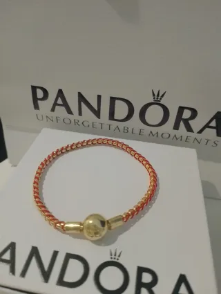 Pulsera Pandora Talla 18cm Oro y Rojo