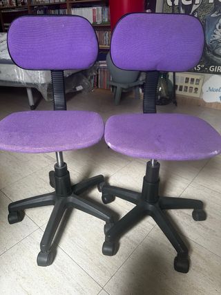 2 Sillas de Escritorio Moradas y Negras