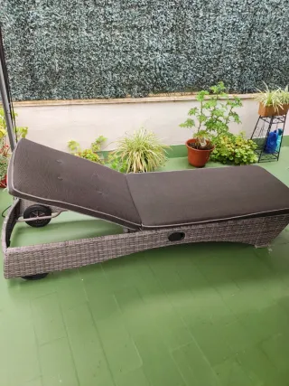 Tumbona de jardín ratán plegable, varias posicione