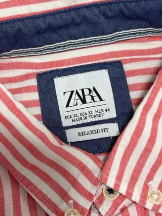 ZARA camisa hombre Rayas Rojas Talla XL
