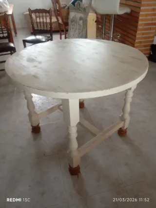 Mesa redonda vintage madera maciza