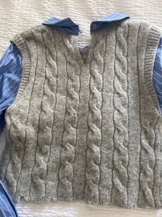 Camisa Zara Chaleco Gris y Azul