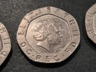 Lote 3 monedas 20p Elizabeth II UK