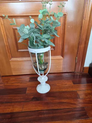 Jarrón Vintage Blanco y Transparente