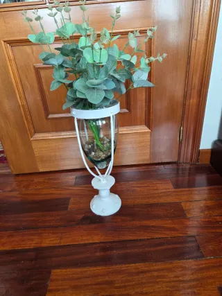 Jarrón Vintage Blanco y Transparente