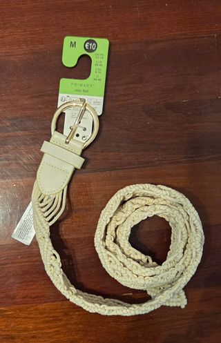 Cinturón nuevo macramé Beige/Blanco Talla M
