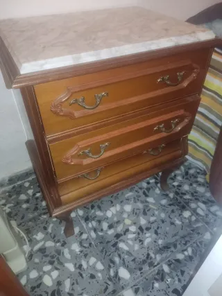 Mesita de noche madera y mármol