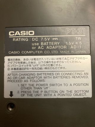 Casio PT-31 Teclado Electrónico Musical