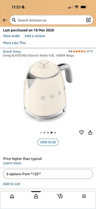 Smeg KLF05CREU Hervidor Eléctrico Beige