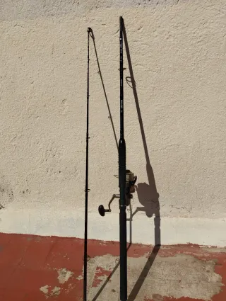 Caña y carrete de pesca para Sirulo.