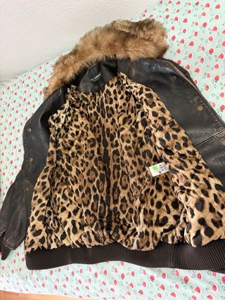 Chaqueta de cuero Dolce & Gabbana con cuello de pe