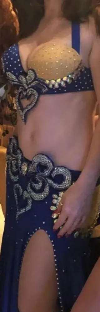 Vestido de Danza del Vientre Azul y Dorado