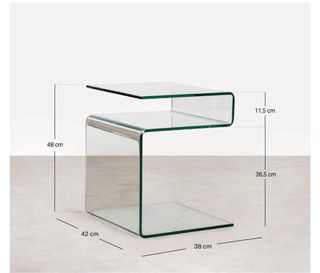 Mesa auxiliar cristal templado North Deco