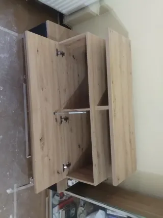 Mueble TV madera y negro