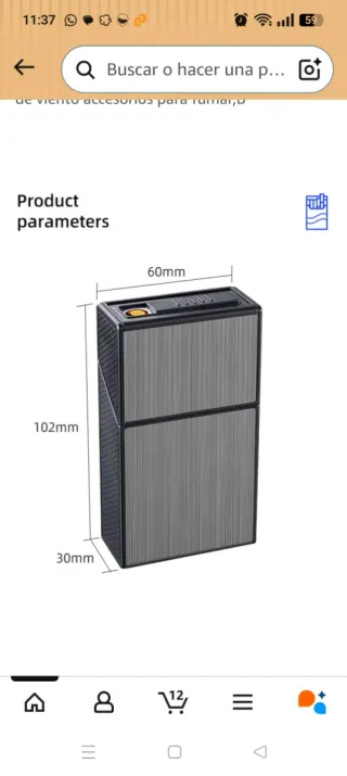 Pitillera mechero USB capacidad 20 unidades marrón