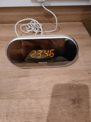 Reloj Despertador Philips Plata blanco.