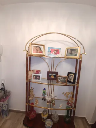 Estantería Dorada Madera y Cristal