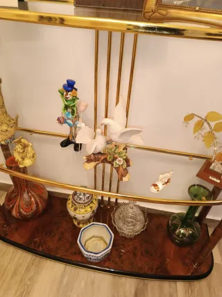 Estantería Dorada Madera y Cristal