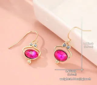 Pendientes dorado y Piedras Rosas