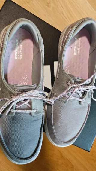 Náuticos Skechers Mujer Gris y Rosa