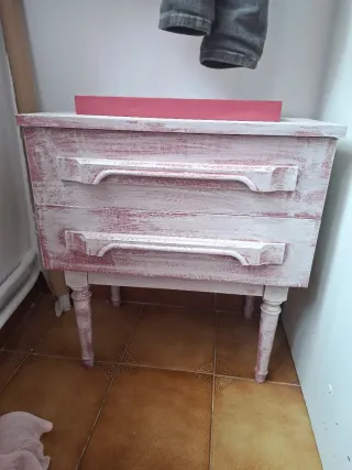 Mesita de noche restaurada madera