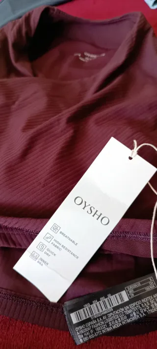 Top Oysho manga larga morado talla S