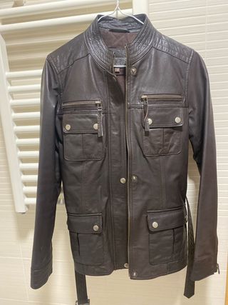 Cazadora Piel Mujer Cortefiel Marrón