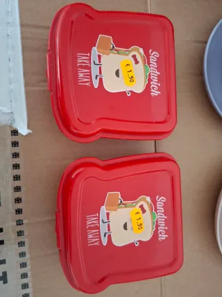 Fiambrera Sandwich Take Away Roja