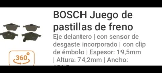 Pastillas Freno Bosch 90R-02A1200/0715