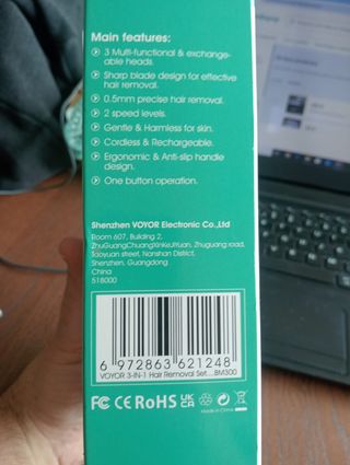 Depiladora VOYOR 3 em 1 Roxa e Branca