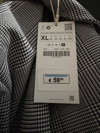 Americana Zara cuadros gris y blanco