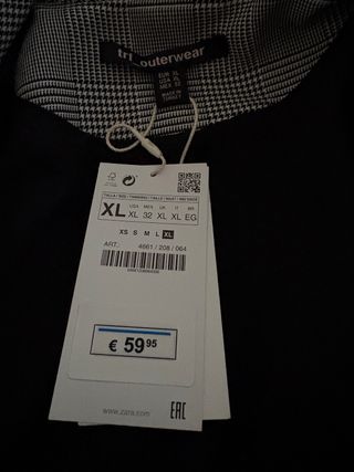 Americana Zara cuadros gris y blanco