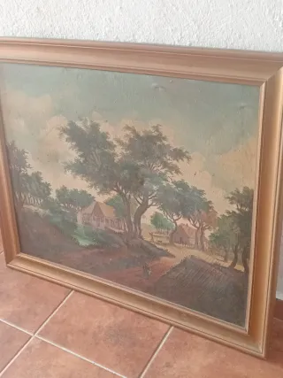 Antiguo óleo sobre lienzo principios siglo XX