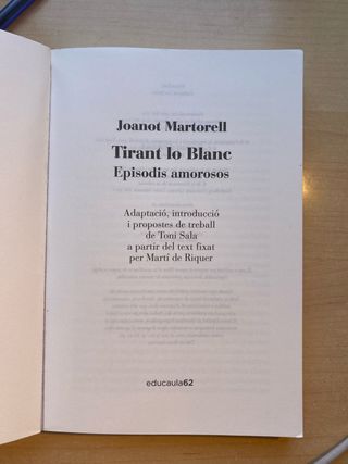 Tirant lo Blanc. Episodis amorosos. Text adapta...