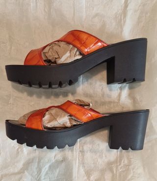 Sandali donna arancioni e argento taglia 38