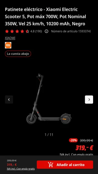 Patinete Eléctrico Xiaomi 5