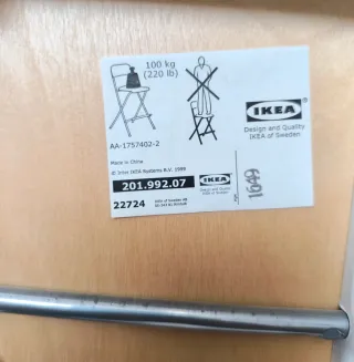 Sgabello Alto Pieghevole IKEA FRANKLIN