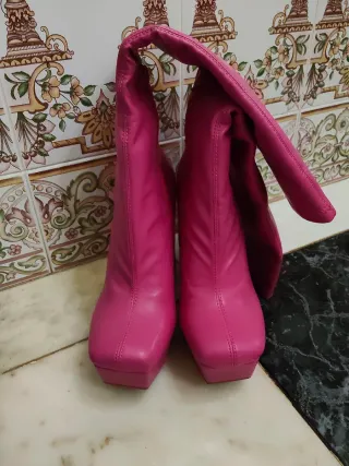 Botas de plataforma rosa,negra,blanca, talla 37